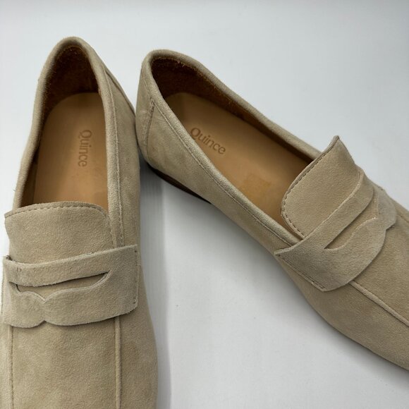 Quince Women's Italian Suede Penny Loafer in Almond Color Size 8 - Picture 7 of 9
